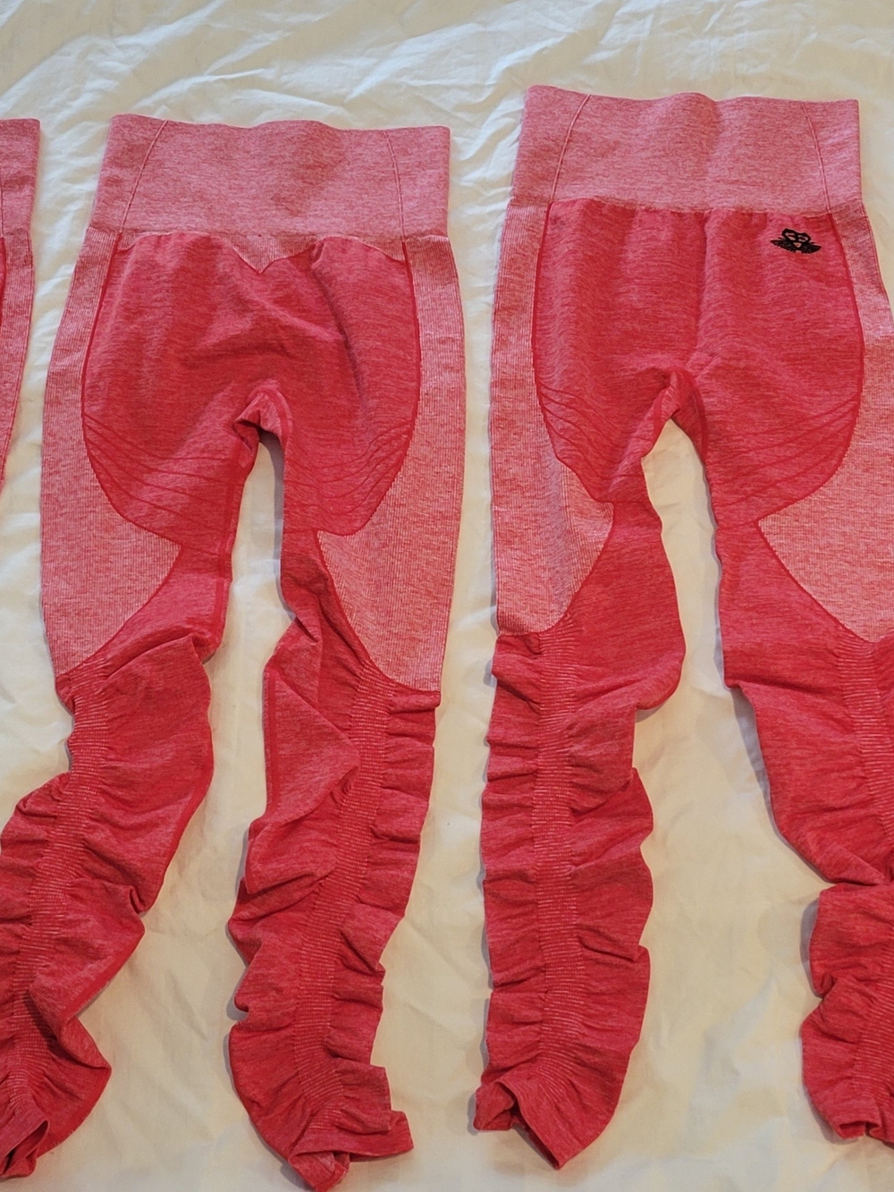 Set of Four XS Dutch Engineered Life Pink High-Waist Leggings with Calf Ruching